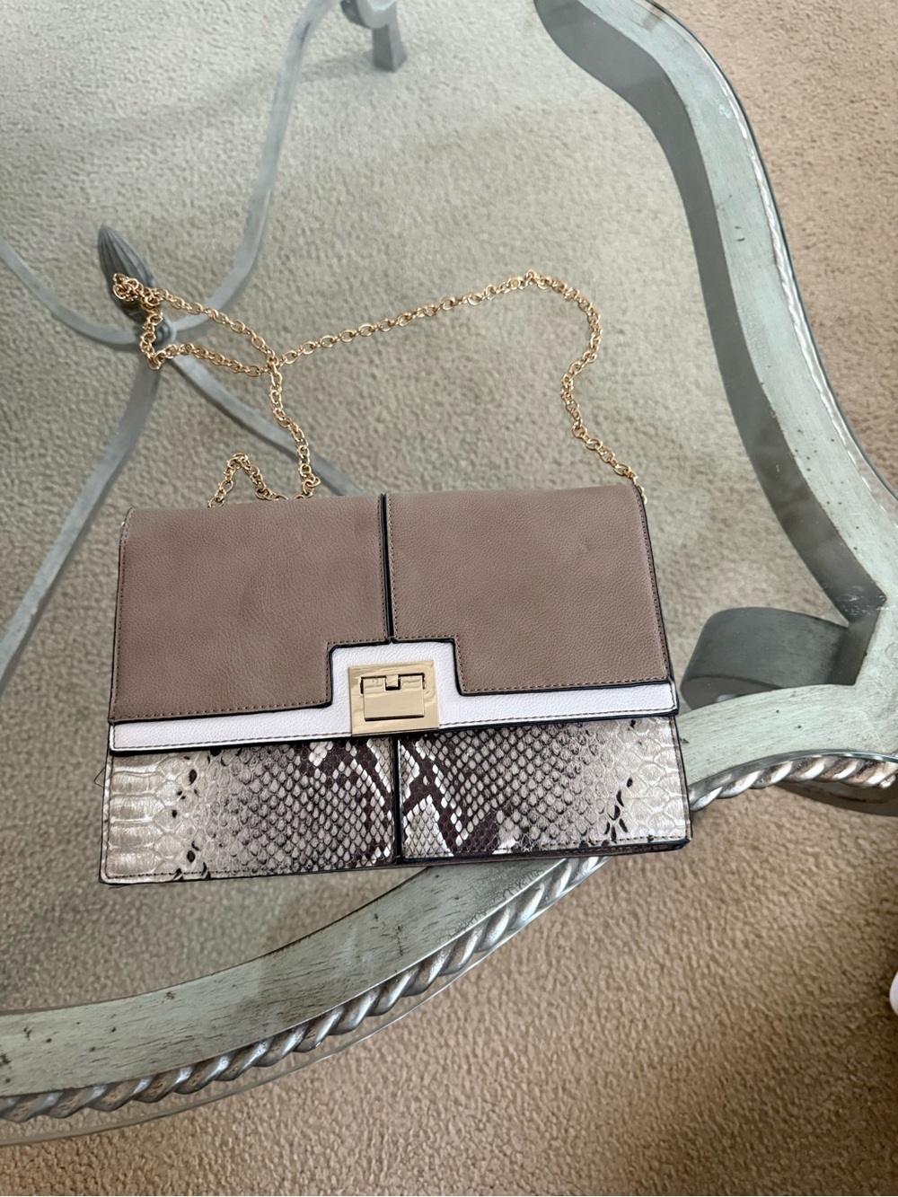 Melie  Bianco Snakeskin Crossbody Bag